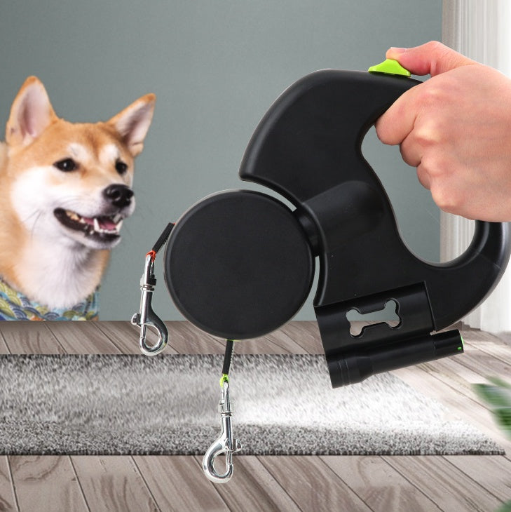 Laisse Double pour Chien avec Rotation 360° et Lampe d'éclairage