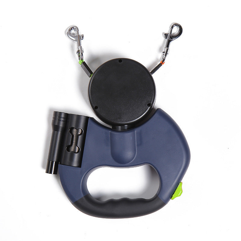 Laisse Double pour Chien avec Rotation 360° et Lampe d'éclairage