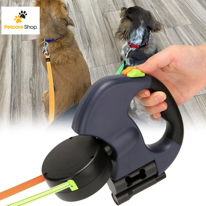 Laisse Double pour Chien avec Rotation 360° et Lampe d'éclairage