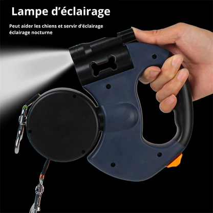 Laisse Double pour Chien avec Rotation 360° et Lampe d'éclairage