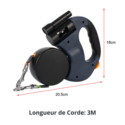 Laisse Double pour Chien avec Rotation 360° et Lampe d'éclairage