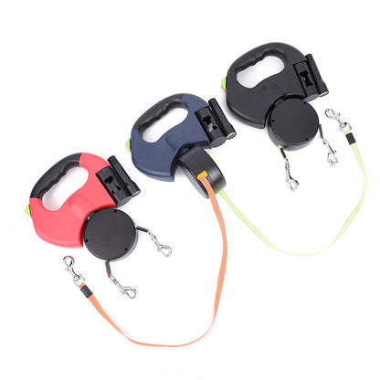 Laisse Double pour Chien avec Rotation 360° et Lampe d'éclairage
