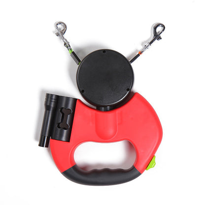 Laisse Double pour Chien avec Rotation 360° et Lampe d'éclairage